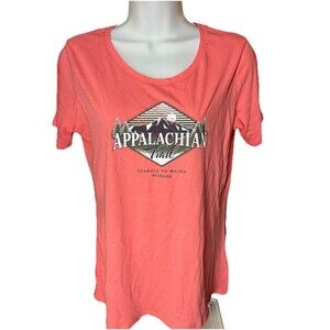 Columbia Graphic T-Shirt Womens Medium Peach Round Neck Short Sleeve Tee Top